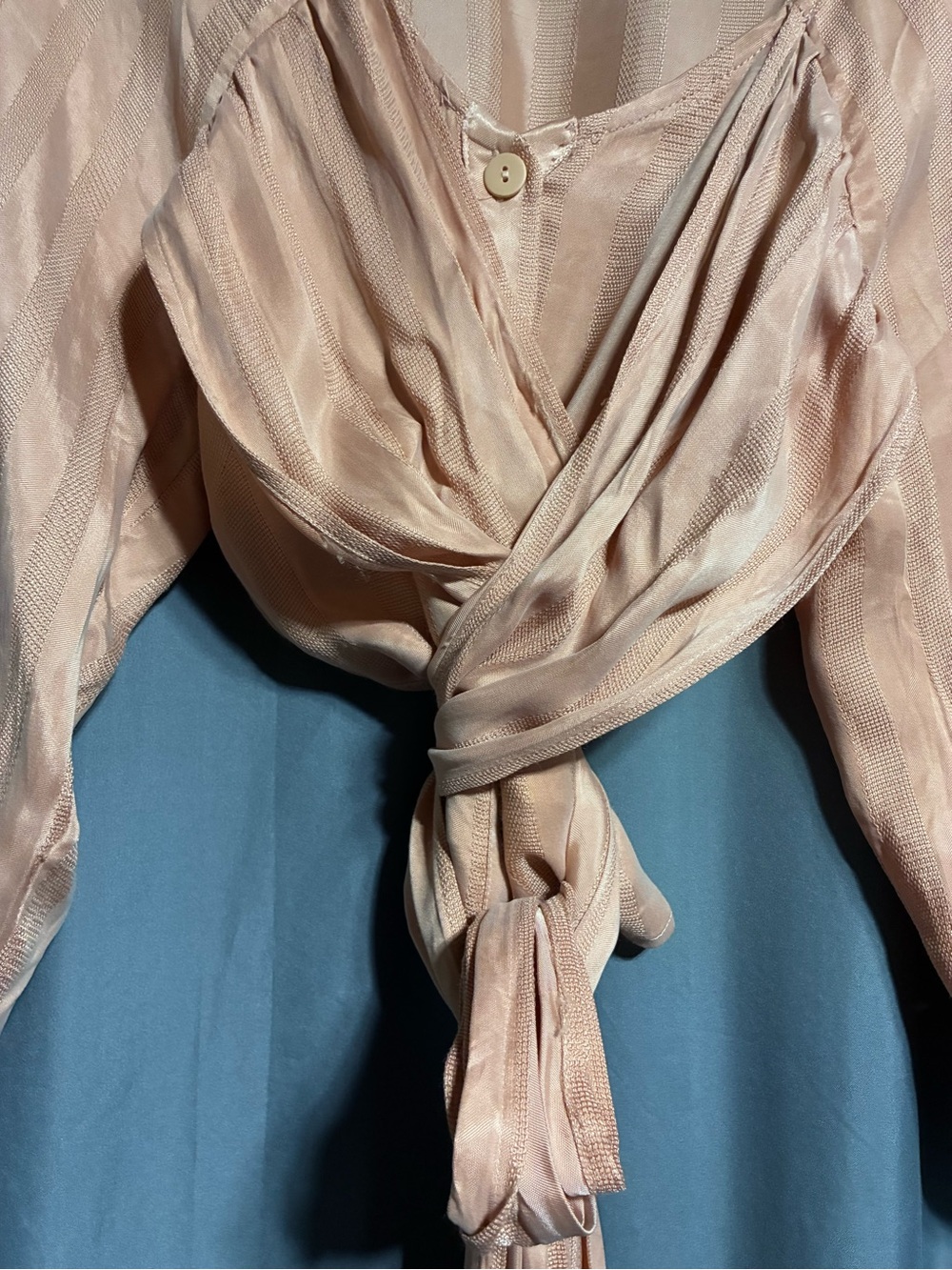 Current Air Blush Pink Tie-Front Draped Blouse